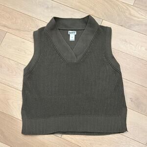 Women's Duluth Brigadier Sweater Vest Green Knit Cotton Wool Blend Size M